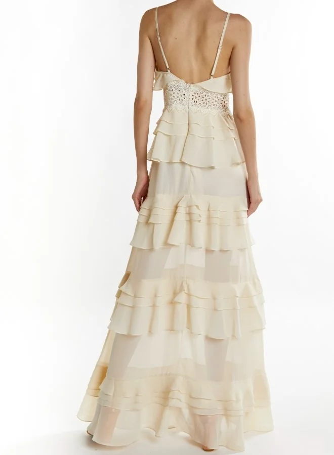 ترو ديكادينس Sophia Deep Plunge Layered Ruffle Maxi Dress